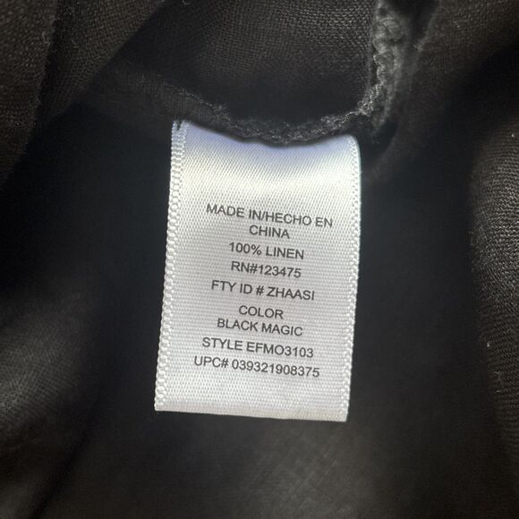 Ellen Tracy 100% Linen Black Dress Top Tunic W 3/4 Sleeves Size Small - Picture 7 of 8